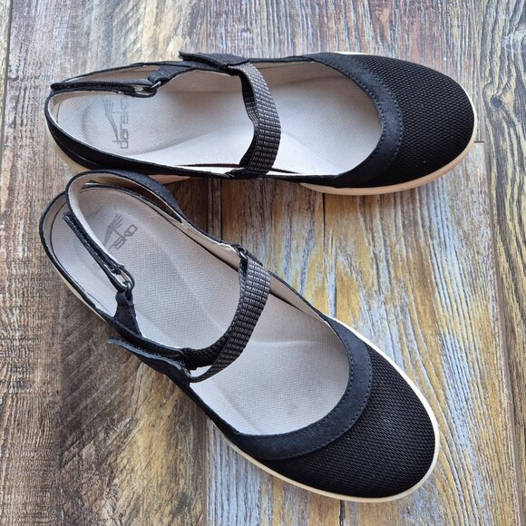 Dansko Raeann Mary Jane Sport Sandals Hook Loop Mesh Leather Black - Picture 1 of 12